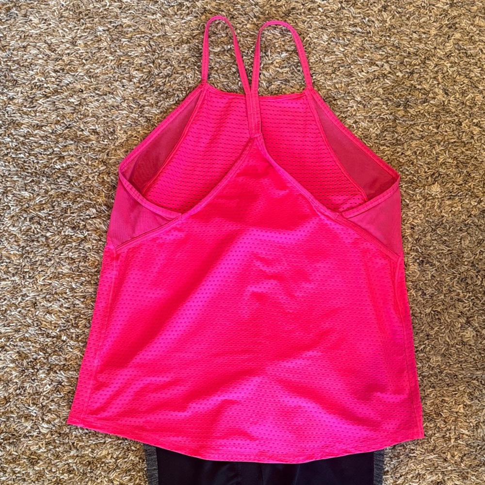 Athleta Women's Pink Performance Tank & Black Leggings Set - Picture 3 of 8